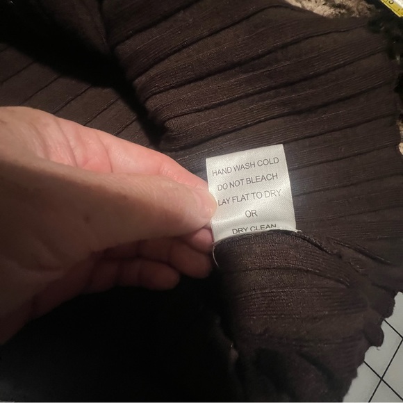 belldini XL Cardigan rhinestone zipper faux fur brown ribbed back and sleeves - Picture 9 of 14